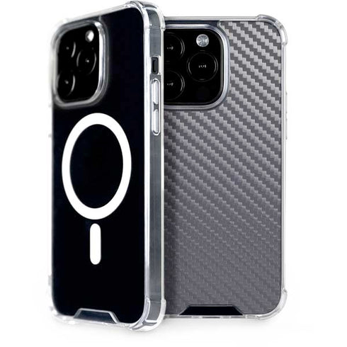 Silver Carbon Fiber Specialty Texture Material iPhone 15 Pro MagSafe Case
